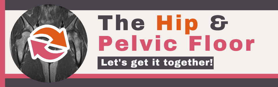 Picture of a pelvis with arrows describing the inter-relationships between the hip and pelvis